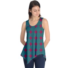 Mod Teal Red Circles Pattern Sleeveless Tunic by BrightVibesDesign