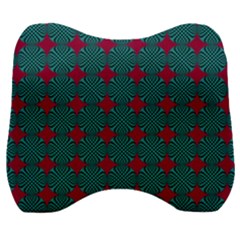 Mod Teal Red Circles Pattern Velour Head Support Cushion