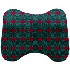 Mod Teal Red Circles Pattern Head Support Cushion