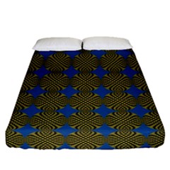 Mod Yellow Blue Circles Pattern Fitted Sheet (queen Size) by BrightVibesDesign