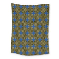 Mod Yellow Blue Circles Pattern Medium Tapestry by BrightVibesDesign