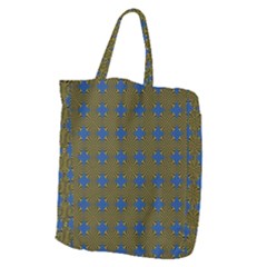 Mod Yellow Blue Circles Pattern Giant Grocery Tote by BrightVibesDesign