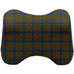 Mod Yellow Blue Circles Pattern Head Support Cushion