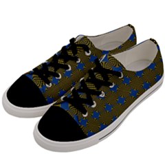 Mod Yellow Blue Circles Pattern Men s Low Top Canvas Sneakers by BrightVibesDesign