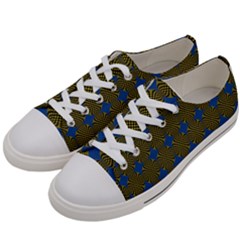 Mod Yellow Blue Circles Pattern Women s Low Top Canvas Sneakers by BrightVibesDesign