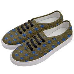 Mod Yellow Blue Circles Pattern Women s Classic Low Top Sneakers by BrightVibesDesign