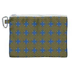 Mod Yellow Blue Circles Pattern Canvas Cosmetic Bag (xl) by BrightVibesDesign