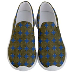 Mod Yellow Blue Circles Pattern Men s Lightweight Slip Ons by BrightVibesDesign