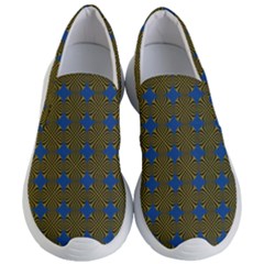 Mod Yellow Blue Circles Pattern Women s Lightweight Slip Ons by BrightVibesDesign