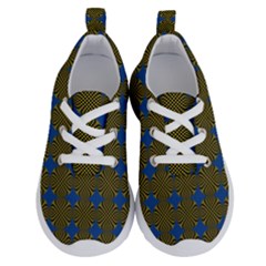 Mod Yellow Blue Circles Pattern Running Shoes by BrightVibesDesign