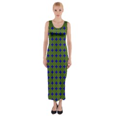 Mod Circles Green Blue Fitted Maxi Dress