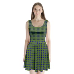 Mod Circles Green Blue Split Back Mini Dress  by BrightVibesDesign