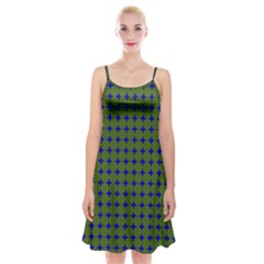 Mod Circles Green Blue Spaghetti Strap Velvet Dress by BrightVibesDesign