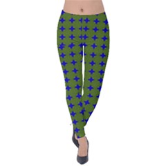 Mod Circles Green Blue Velvet Leggings by BrightVibesDesign