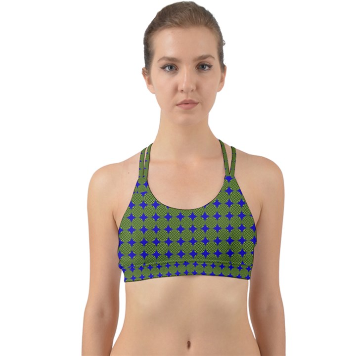 Mod Circles Green Blue Back Web Sports Bra