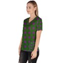 Mod Green Purple Circles Pattern Women s V-Neck Scrub Top View2