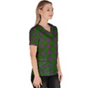 Mod Green Purple Circles Pattern Women s V-Neck Scrub Top View3