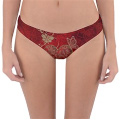 Wonderful Decorative Heart In Gold And Red Reversible Hipster Bikini Bottoms by FantasyWorld7