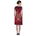 Wonderful Decorative Heart In Gold And Red Short Sleeve Front Wrap Dress View2