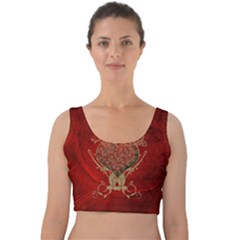 Wonderful Decorative Heart In Gold And Red Velvet Crop Top by FantasyWorld7