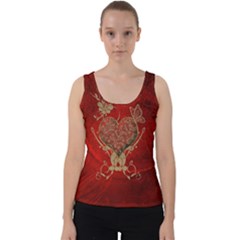 Wonderful Decorative Heart In Gold And Red Velvet Tank Top by FantasyWorld7