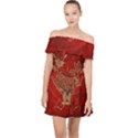 Wonderful Decorative Heart In Gold And Red Off Shoulder Chiffon Dress View1