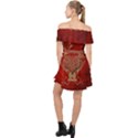 Wonderful Decorative Heart In Gold And Red Off Shoulder Chiffon Dress View2