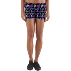 Skulls And Hearts Yoga Shorts by awesomeangeye