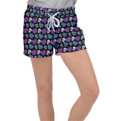 Skulls And Hearts Women s Velour Lounge Shorts by awesomeangeye