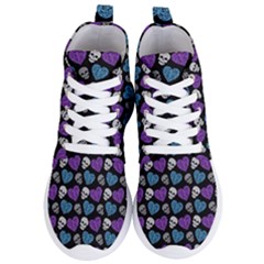 Skulls And Hearts Purple Women s Lightweight High Top Sneakers