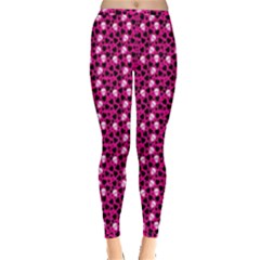 Pink Skull Leggings Inside Out Leggings by awesomeangeye