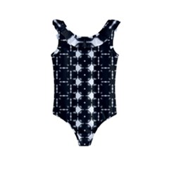 Black And White Pattern Kids  Frill Swimsuit