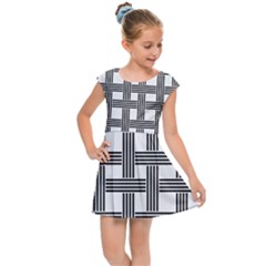 Seamless Stripe Pattern Lines Kids Cap Sleeve Dress by Simbadda