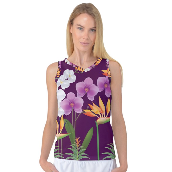 White Blossom Flower Women s Basketball Tank Top