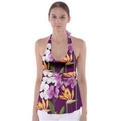 White Blossom Flower Babydoll Tankini Top by Simbadda