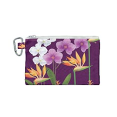 White Blossom Flower Canvas Cosmetic Bag (small) by Simbadda