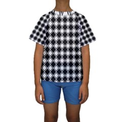 Square Diagonal Pattern Seamless Kids  Short Sleeve Swimwear