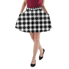 Square Diagonal Pattern Seamless A-Line Pocket Skirt