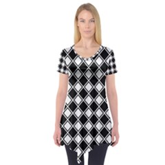 Square Diagonal Pattern Seamless Short Sleeve Tunic  by Simbadda