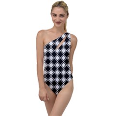 Square Diagonal Pattern Seamless To One Side Swimsuit by Simbadda