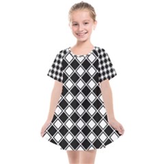 Square Diagonal Pattern Seamless Kids  Smock Dress by Simbadda