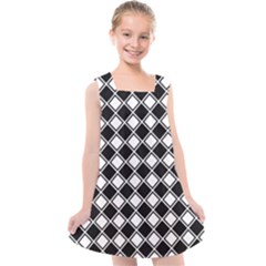 Square Diagonal Pattern Seamless Kids  Cross Back Dress by Simbadda