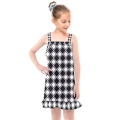 Square Diagonal Pattern Seamless Kids  Overall Dress