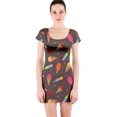 Ice Cream Pattern Seamless Short Sleeve Bodycon Dress