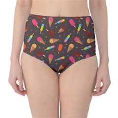 Ice Cream Pattern Seamless Classic High-Waist Bikini Bottoms