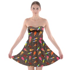 Ice Cream Pattern Seamless Strapless Bra Top Dress