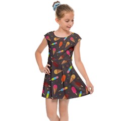 Ice Cream Pattern Seamless Kids Cap Sleeve Dress