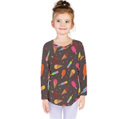 Ice Cream Pattern Seamless Kids  Long Sleeve Tee