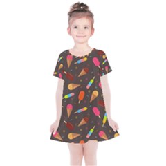 Ice Cream Pattern Seamless Kids  Simple Cotton Dress