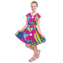 Design Decoration Decor Floral Pattern Kids  Short Sleeve Dress by Simbadda